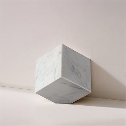 Block White Marble Decorative Cube