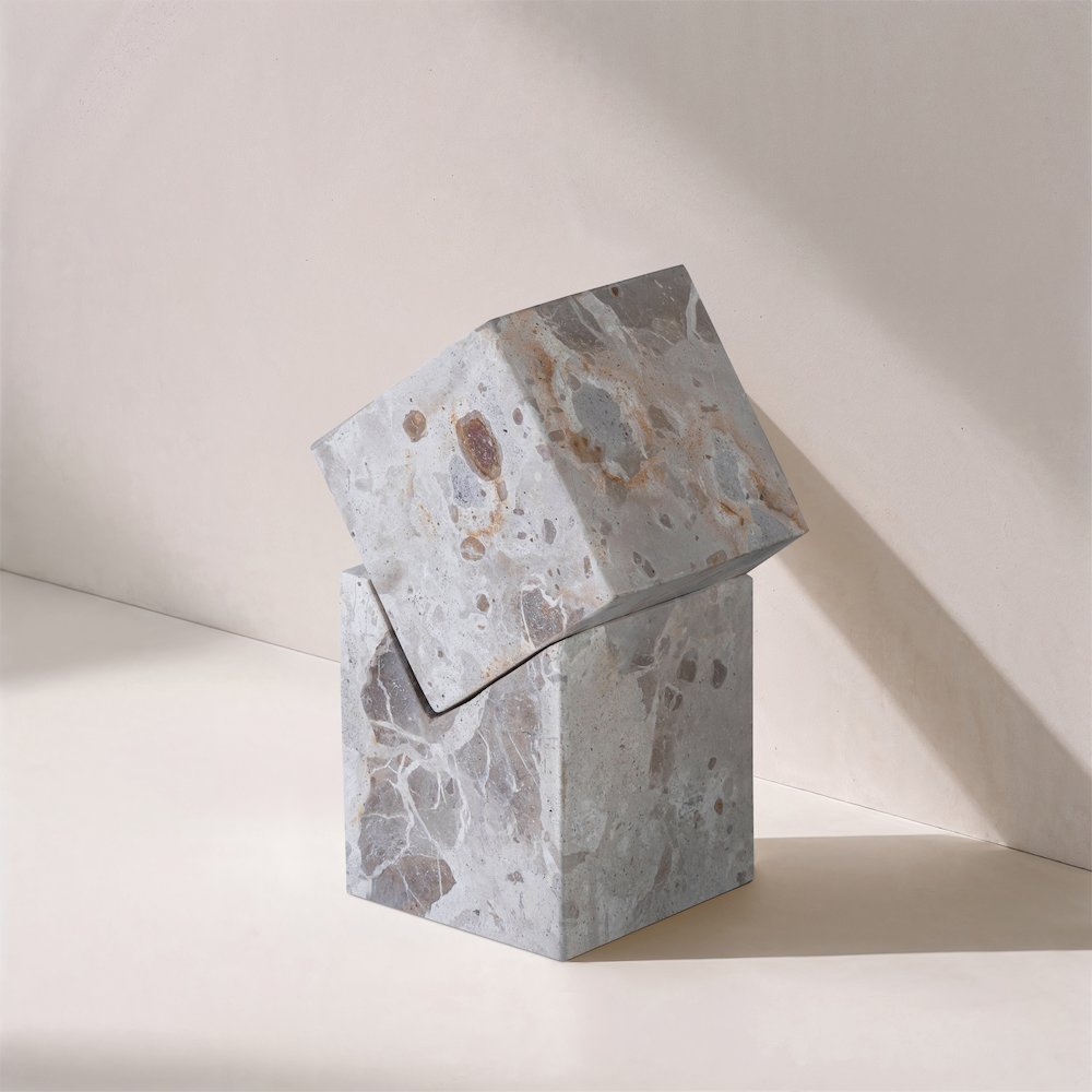 Quad Beige Marble Decorative Cube