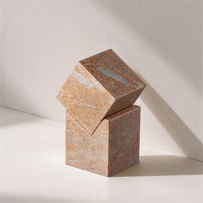 Quad Pink Marble Decorative Cube