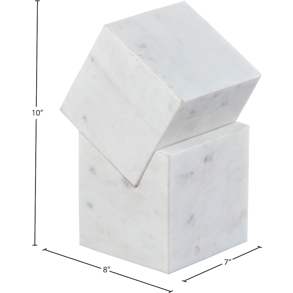 Quad White Marble Decorative Cube