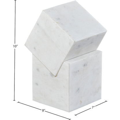 Quad White Marble Decorative Cube