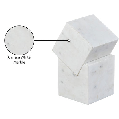 Quad White Marble Decorative Cube