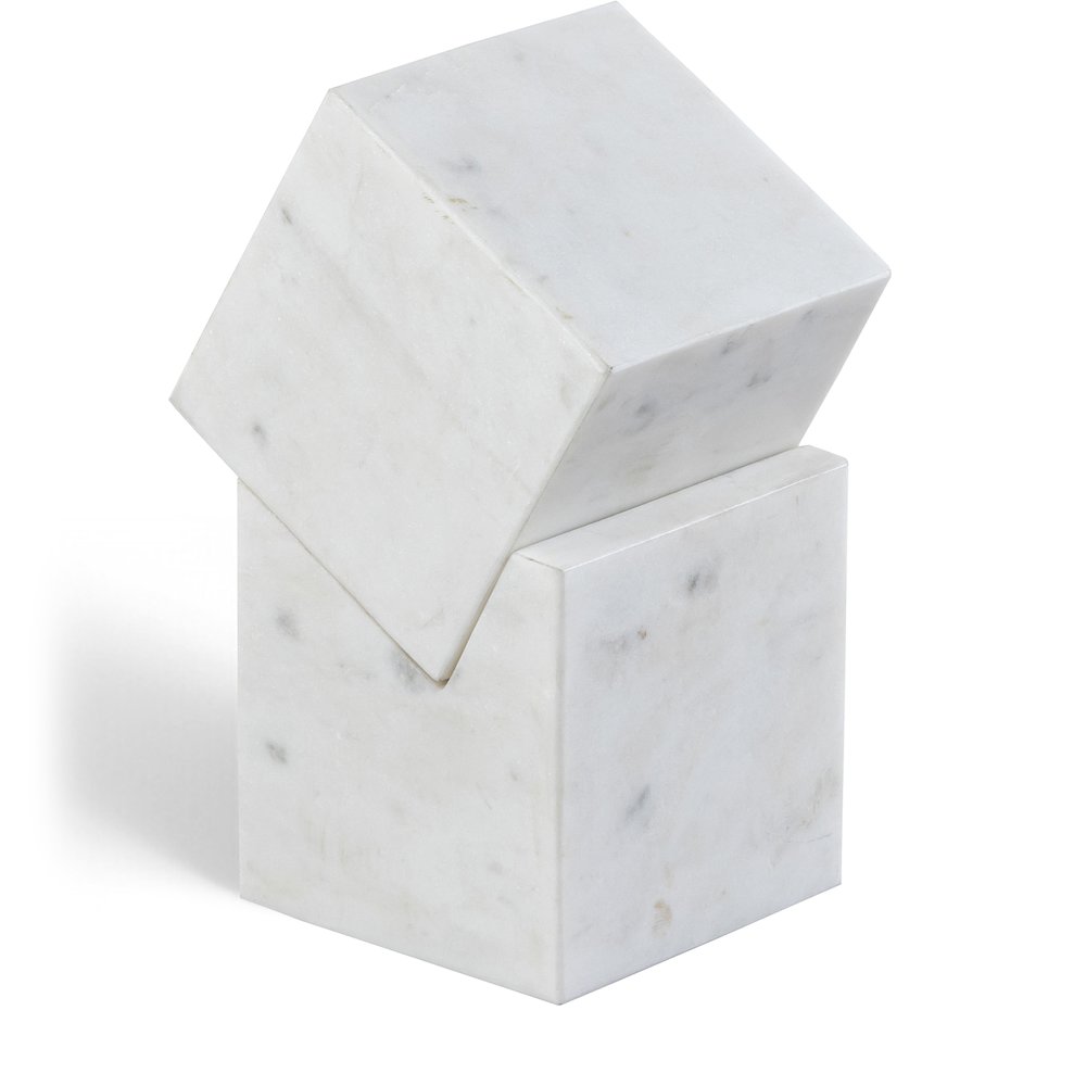 Quad White Marble Decorative Cube