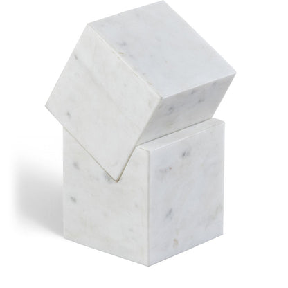 Quad White Marble Decorative Cube