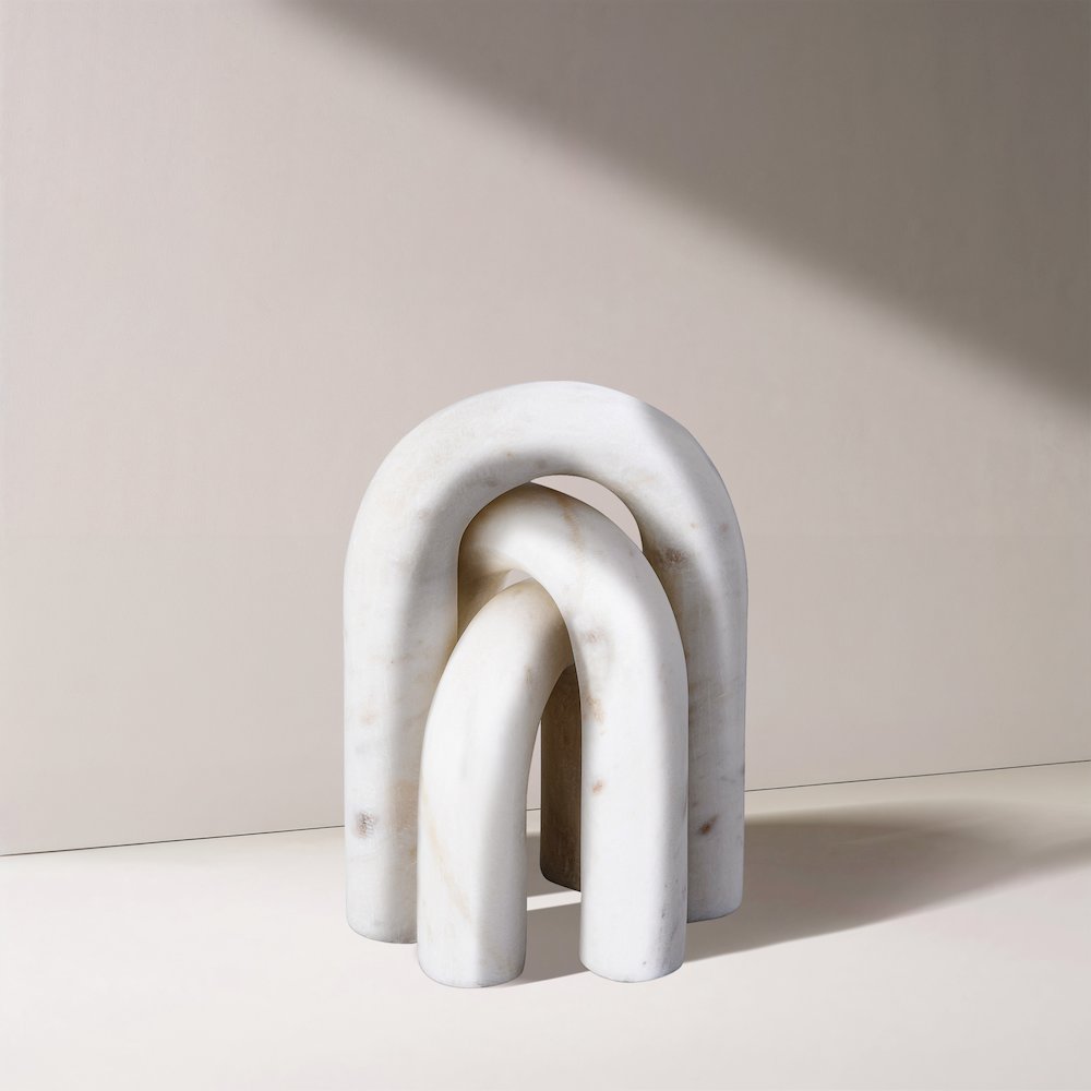 Arco White Marble 3pc. Decorative Object