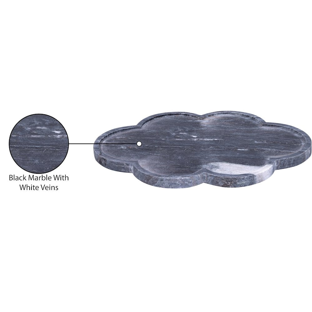 Rimini Black Clover Shaped Marble Tray