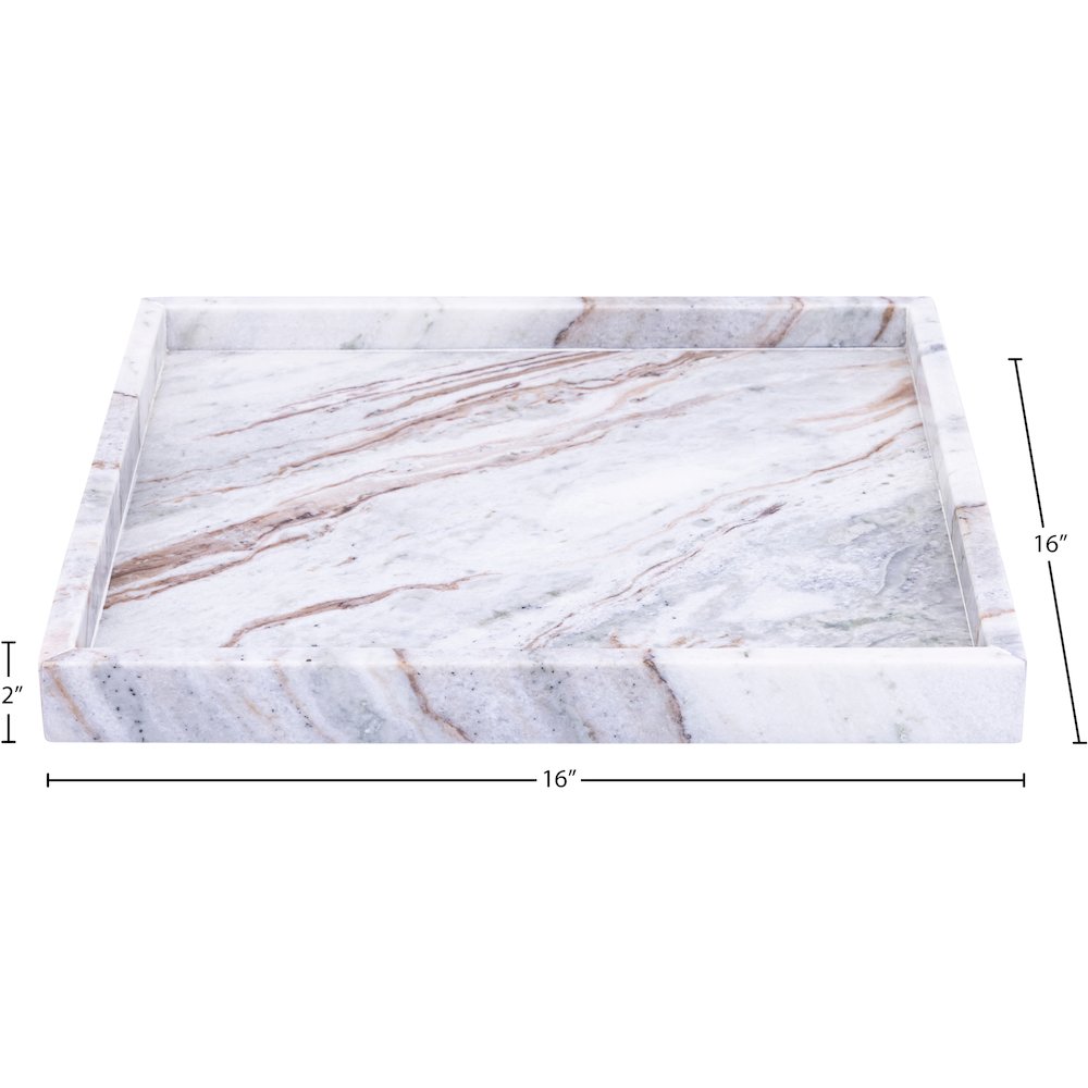 Barletta Brown Square Marble Tray