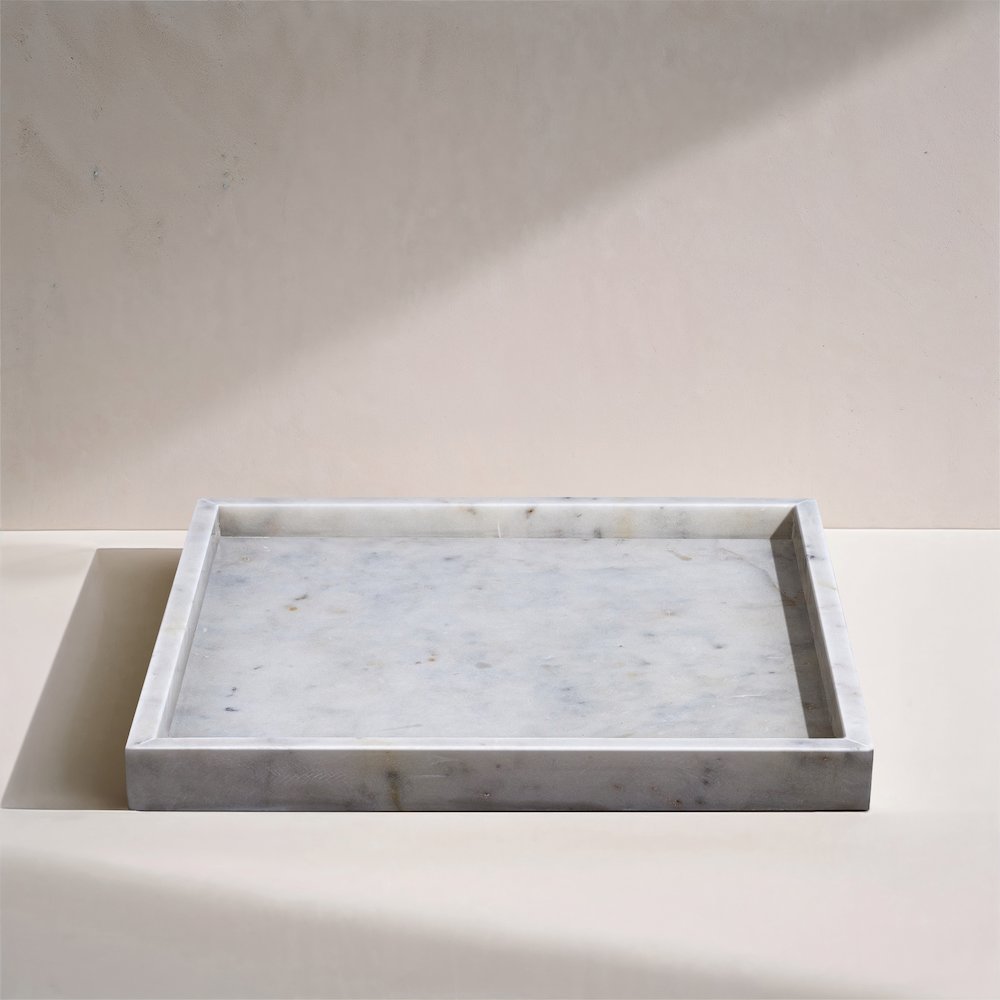 Barletta White Square Marble Tray