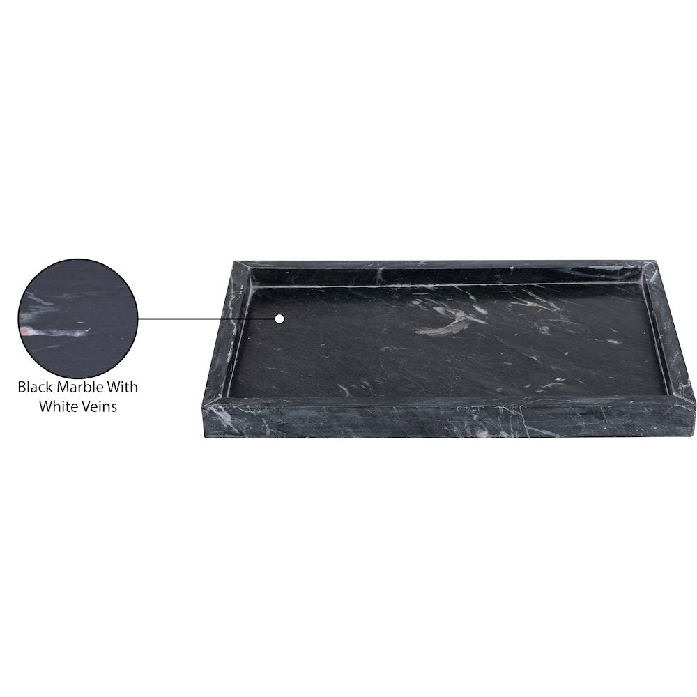 Barletta Black Rectangular Marble Tray