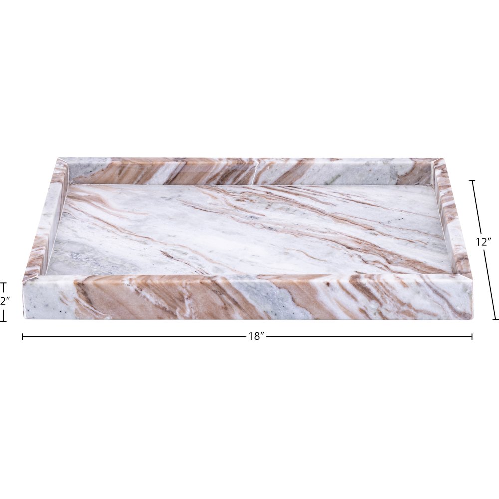 Barletta Brown Rectangular Marble Tray