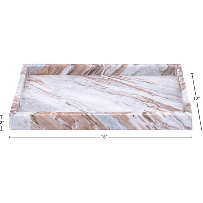 Barletta Brown Rectangular Marble Tray