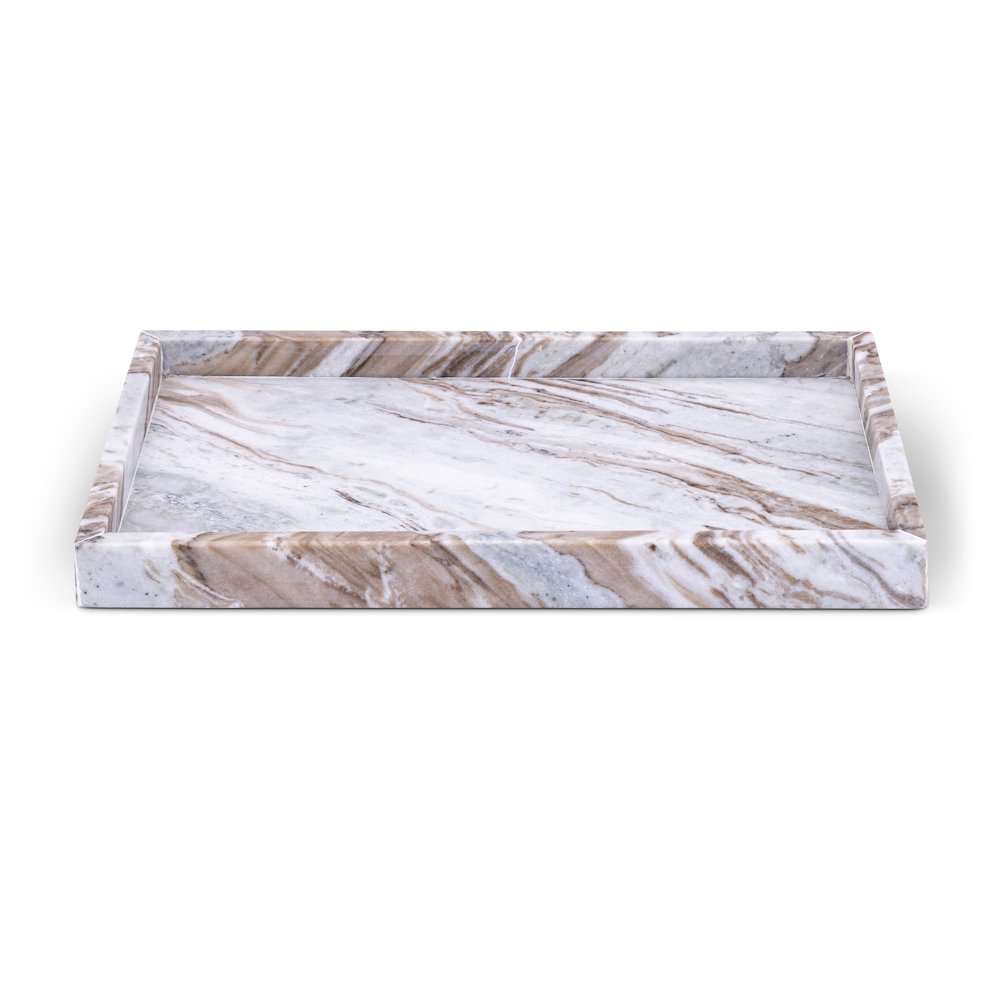 Barletta Brown Rectangular Marble Tray