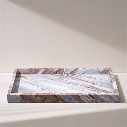 Barletta Brown Rectangular Marble Tray