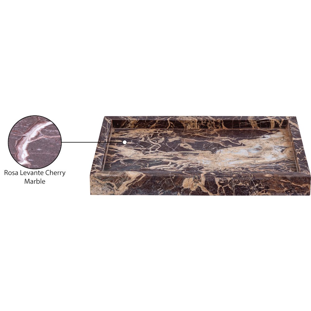 Barletta Cherry Rectangular Marble Tray