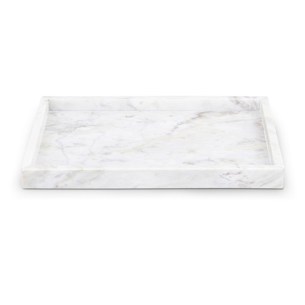 Barletta White Rectangular Marble Tray