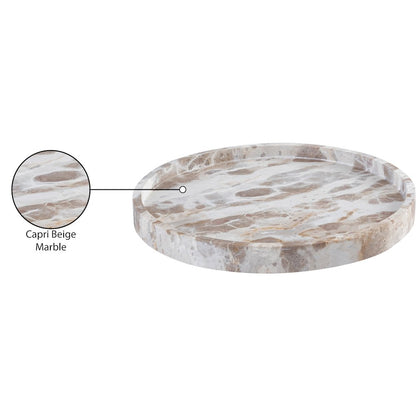 Barletta Beige Round Marble Tray