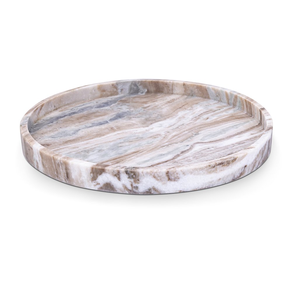 Barletta Brown Round Marble Tray