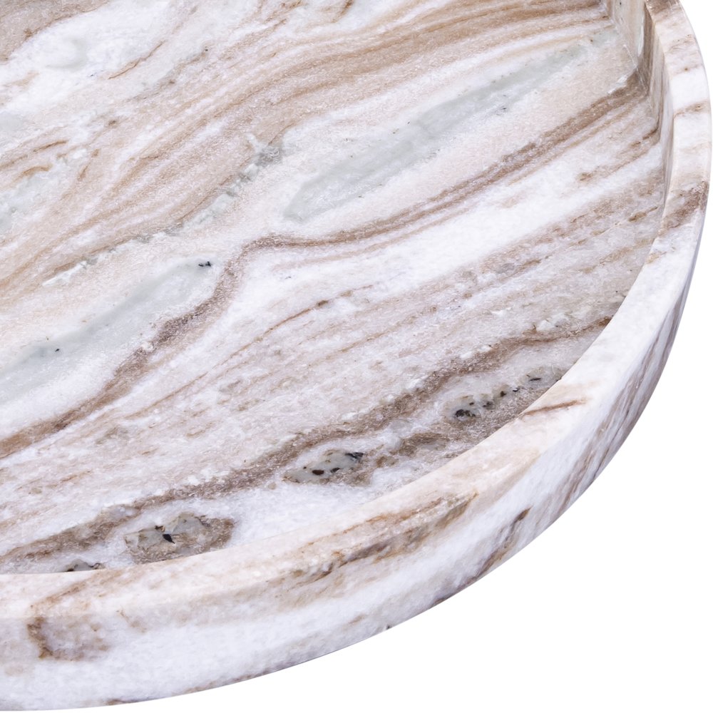 Barletta Brown Round Marble Tray
