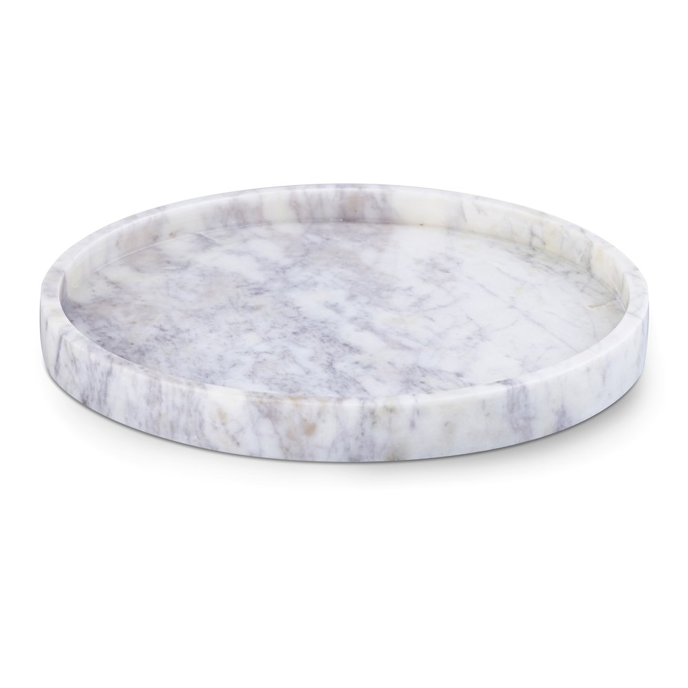 Barletta White Round Marble Tray
