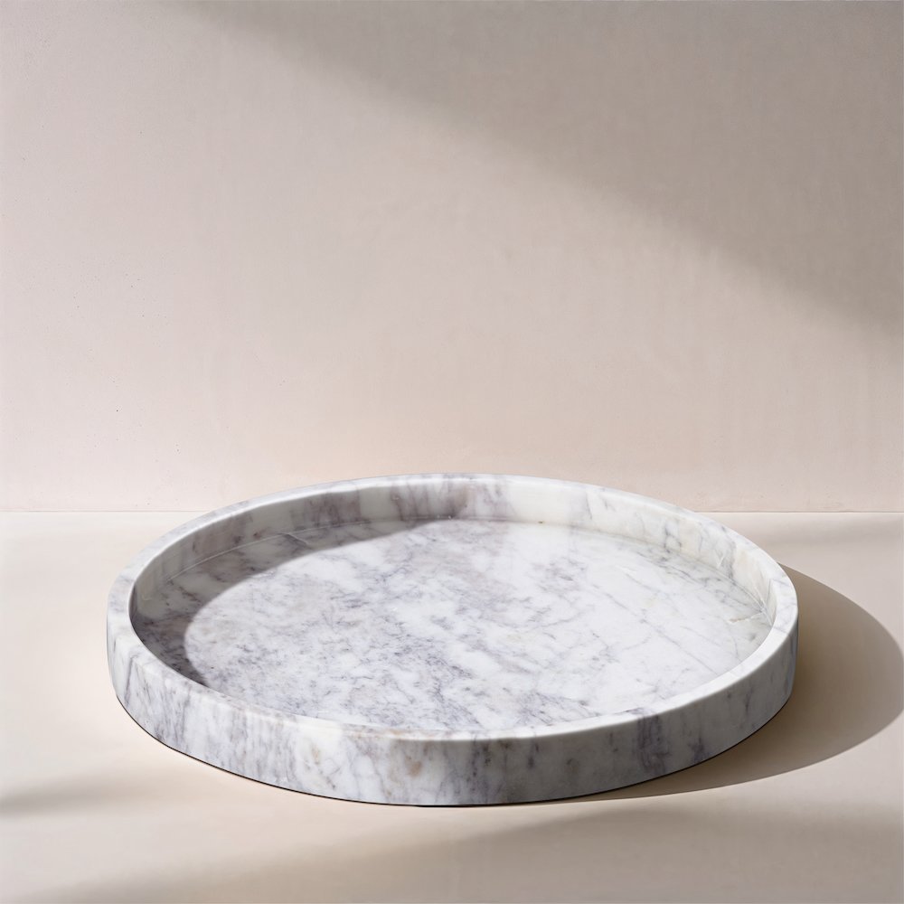 Barletta White Round Marble Tray
