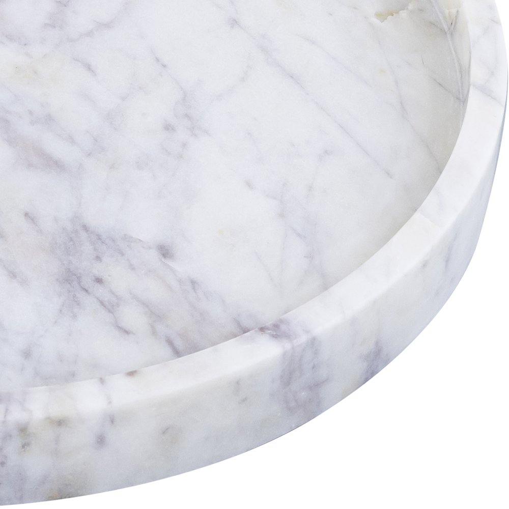 Barletta White Round Marble Tray