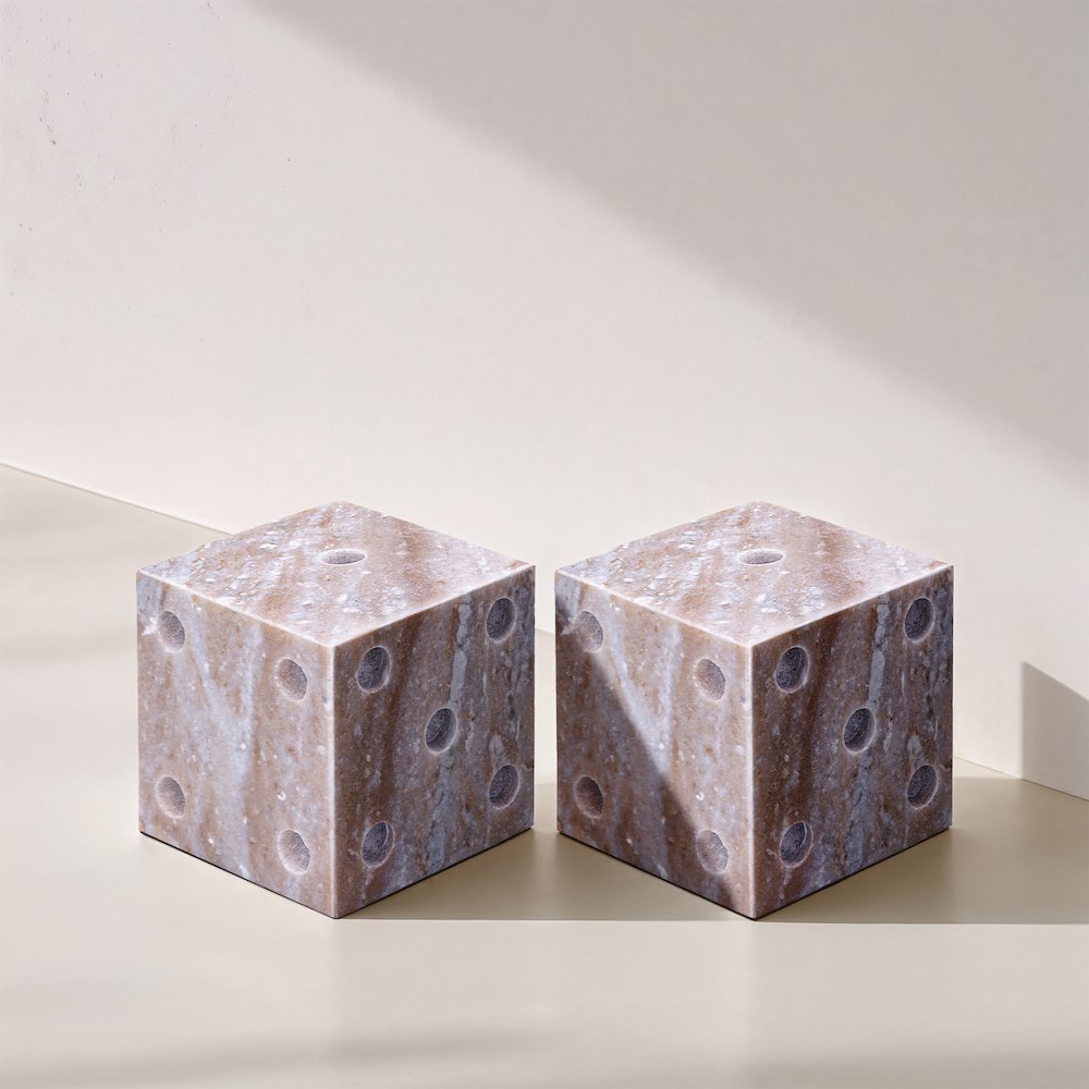 Dice Brown Marble Decorative Dice