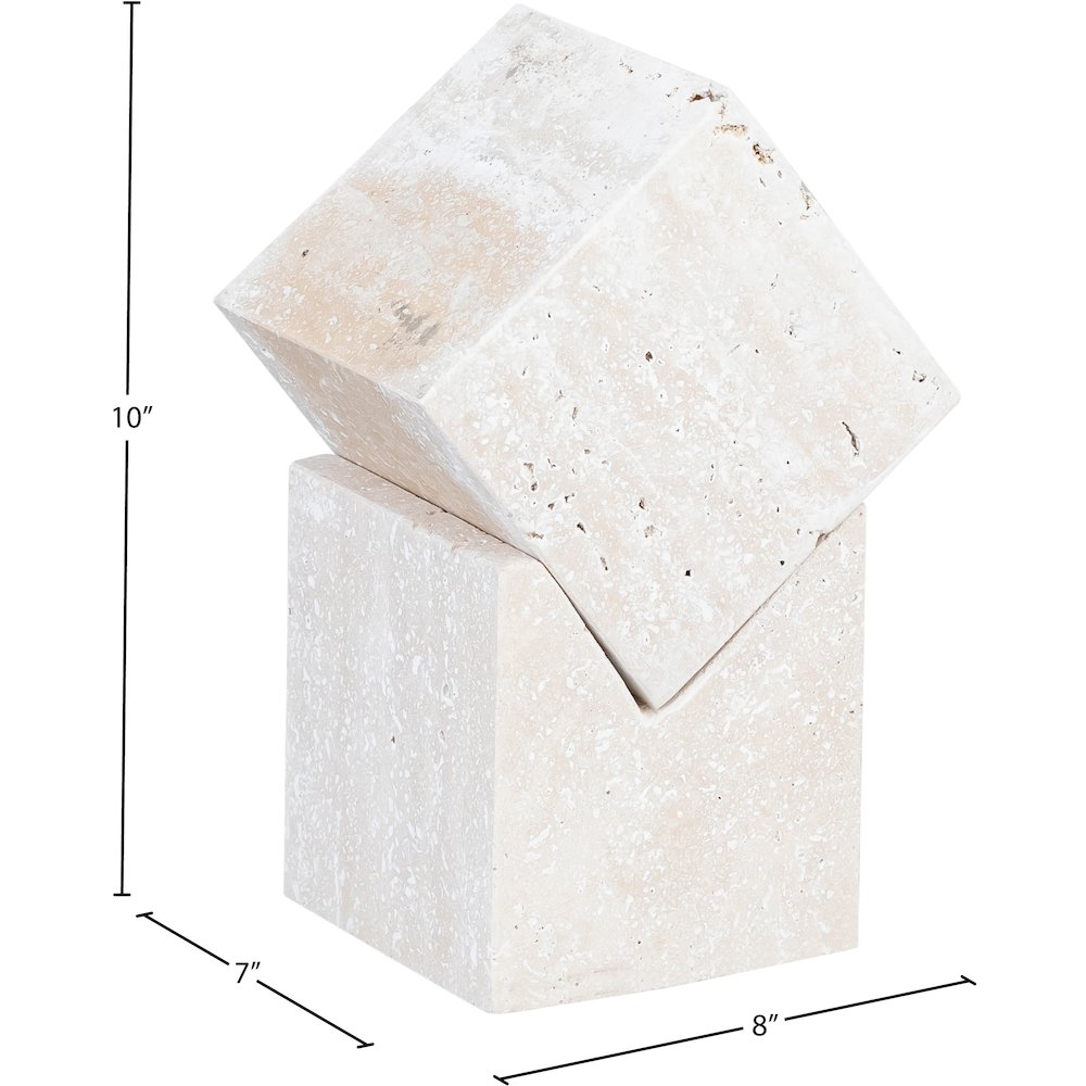 Quad Beige Travertine Decorative Cube