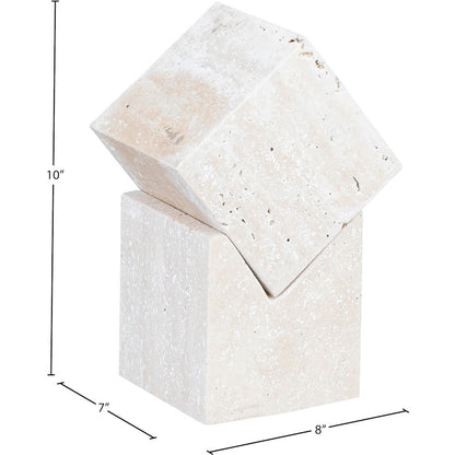 Quad Beige Travertine Decorative Cube
