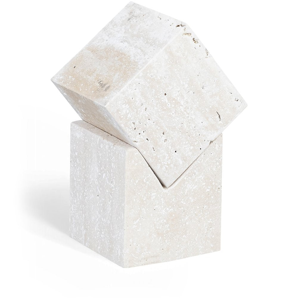 Quad Beige Travertine Decorative Cube