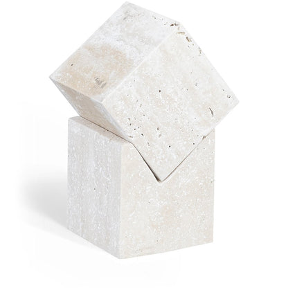 Quad Beige Travertine Decorative Cube
