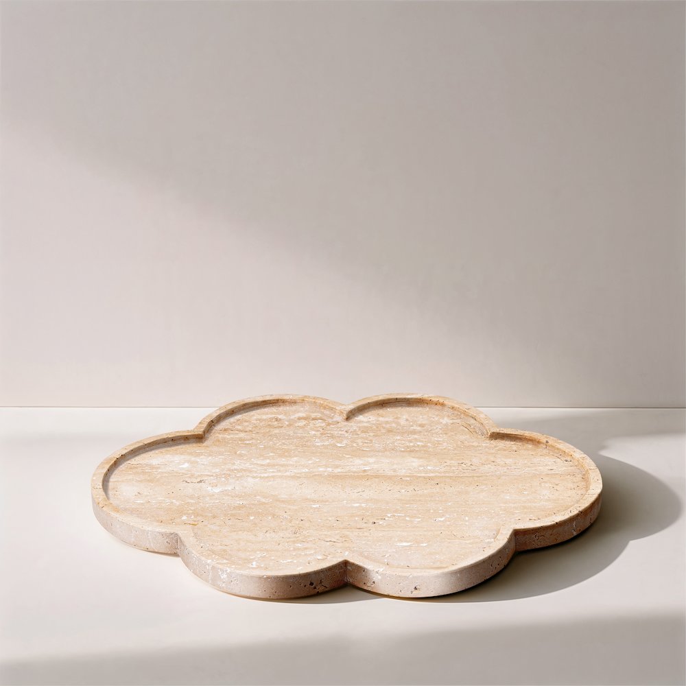 Rimini Beige Clover Shaped Travertine Tray