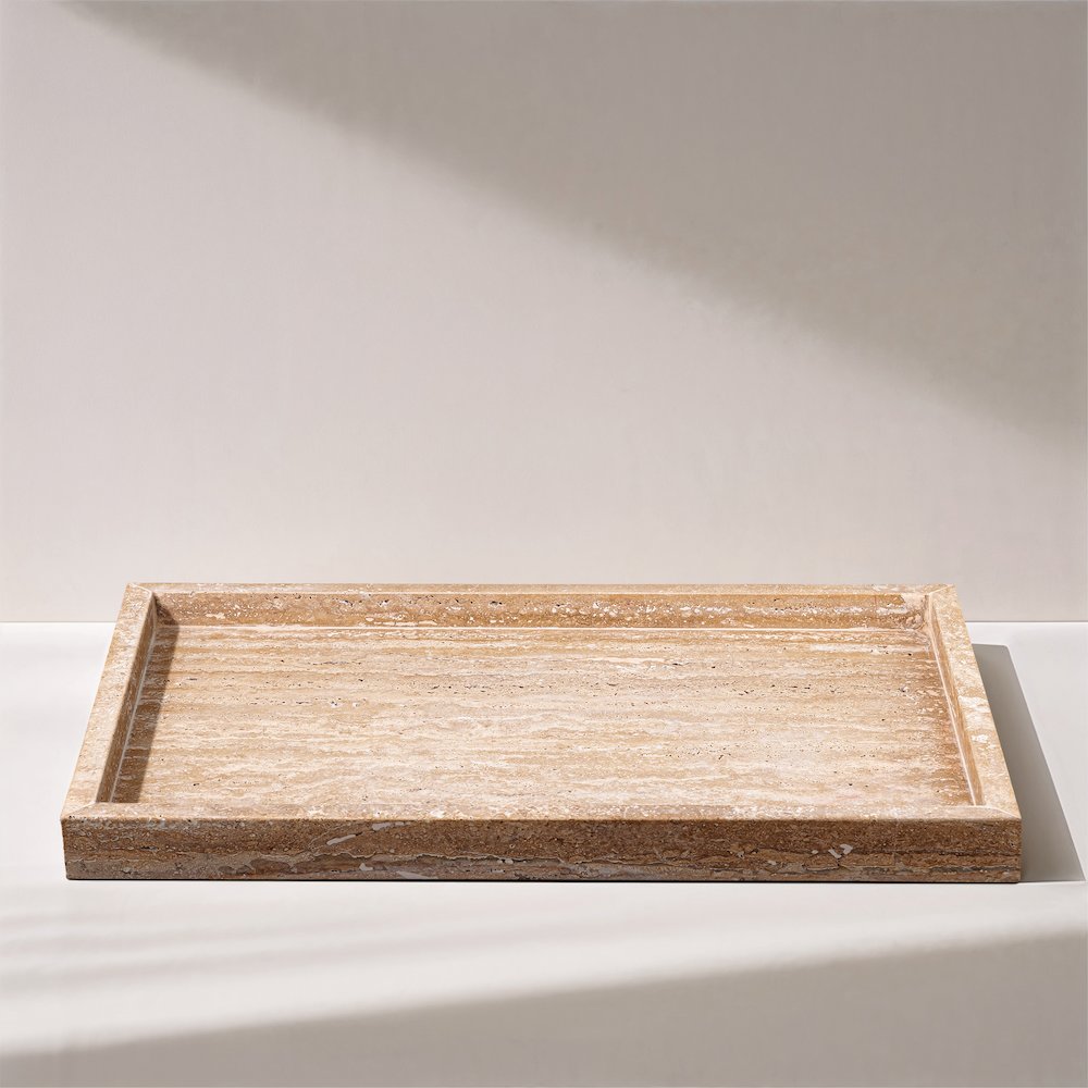 Barletta Beige Rectangular Travertine Tray