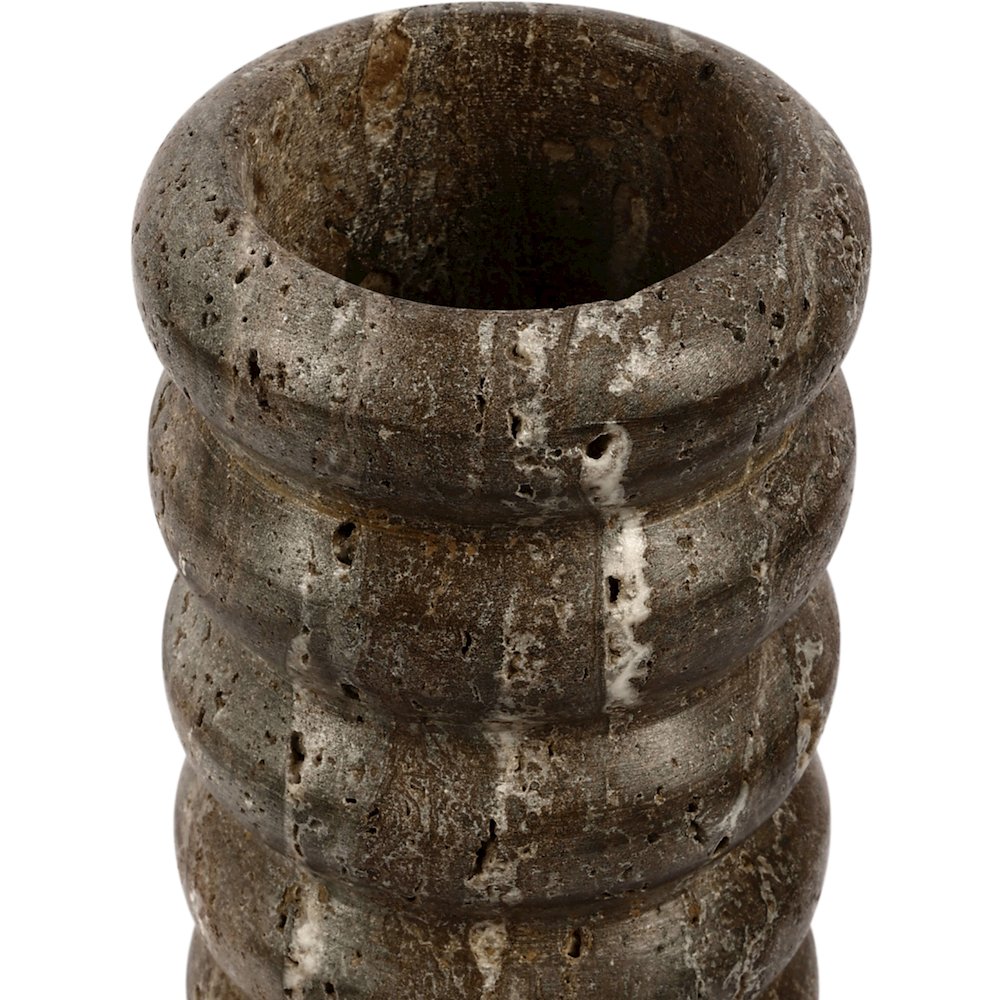 Rousse Grey Travertine Vase