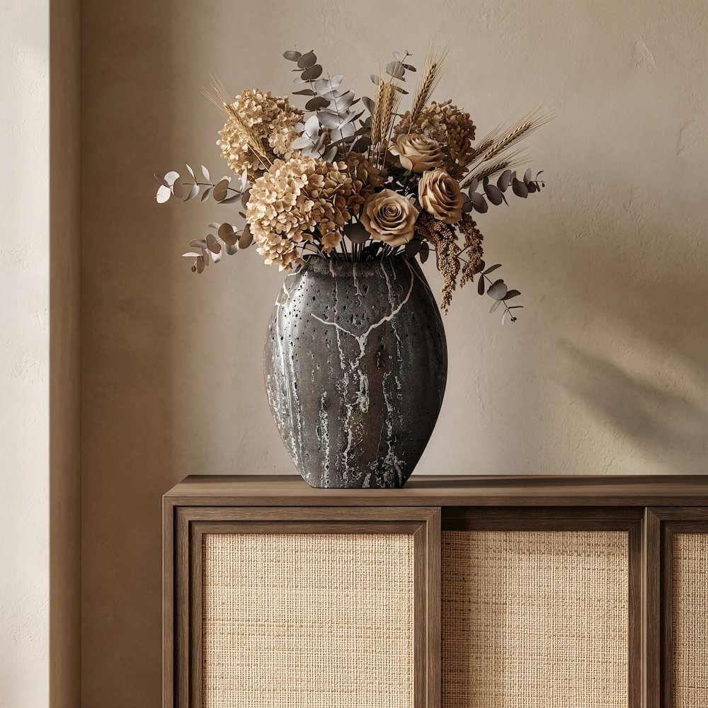 Sadie Grey Travertine Vase