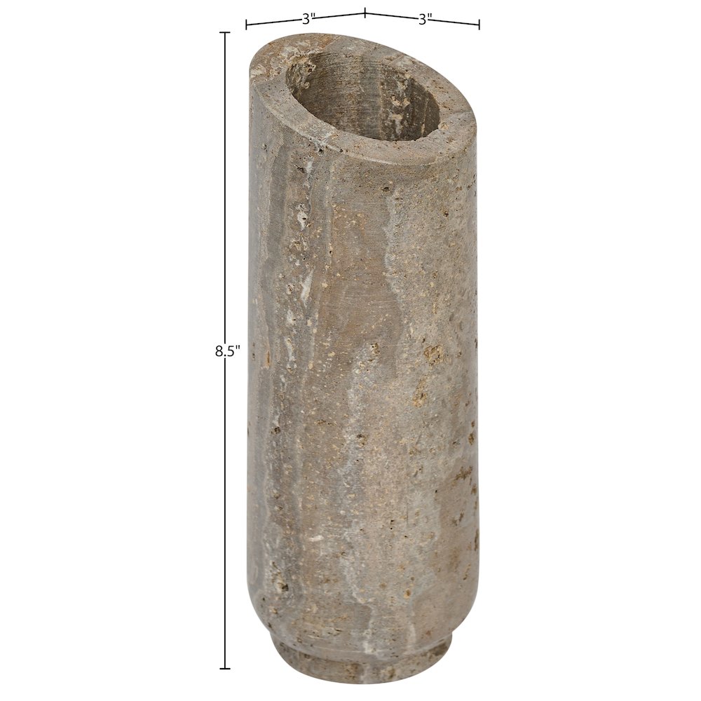 Lochlan Grey Travertine Vase