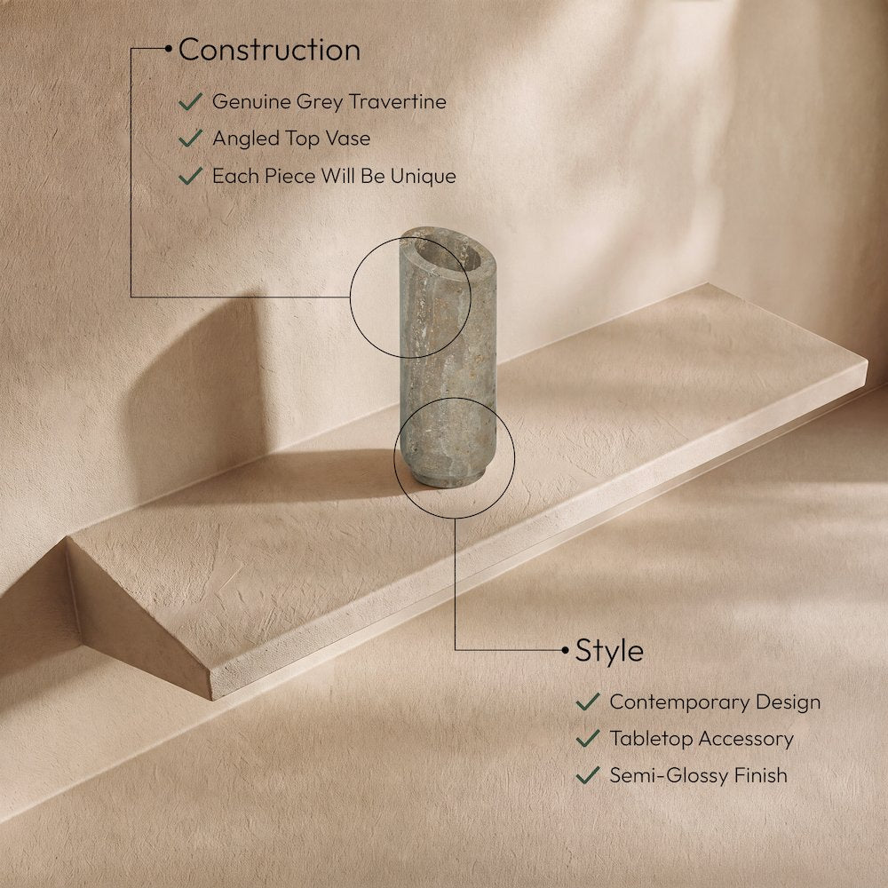 Lochlan Grey Travertine Vase