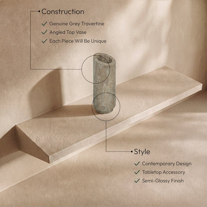 Lochlan Grey Travertine Vase