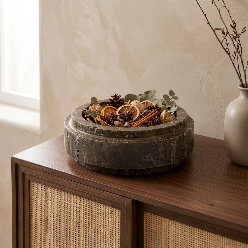 Parsons Grey Travertine Bowl