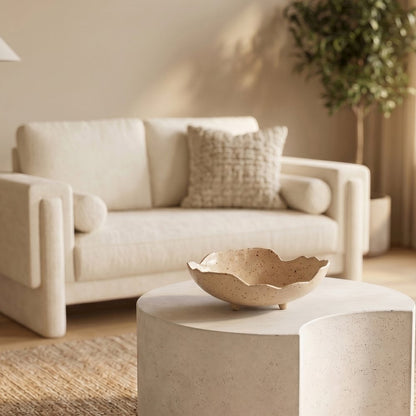 Calyx Beige Aluminum Decorative Bowl