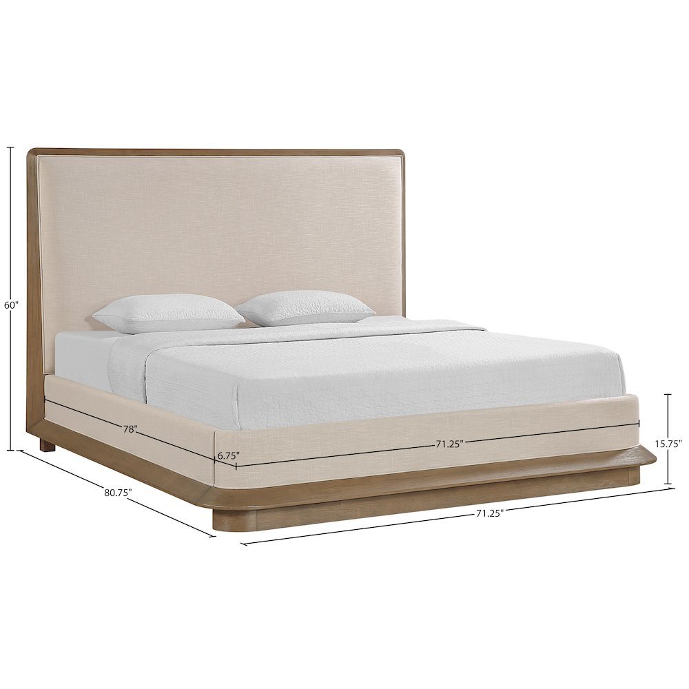 Adagio Brown Fabric Upholstered Queen Bed (3 Boxes)