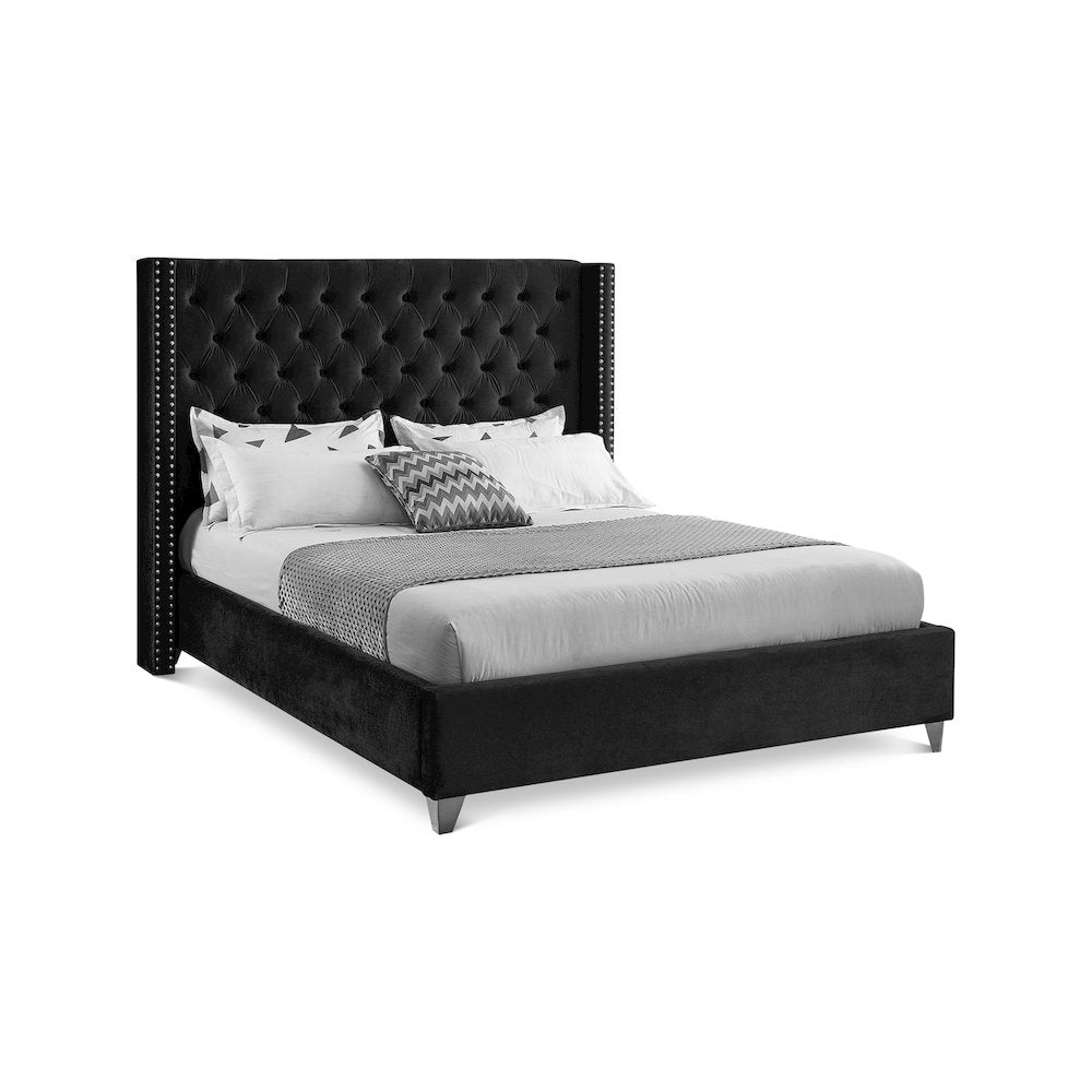 Aiden Black Velvet Full Bed