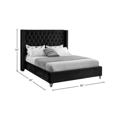 Aiden Black Velvet King Bed