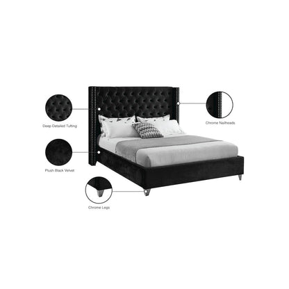 Aiden Black Velvet King Bed