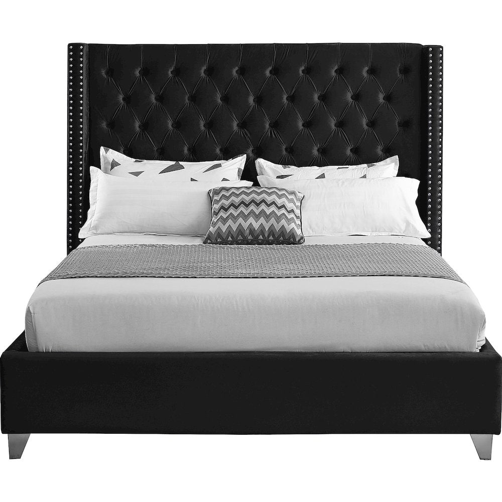 Aiden Black Velvet King Bed