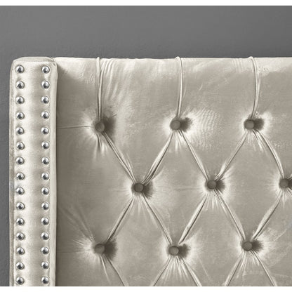Aiden Cream Velvet Full Bed
