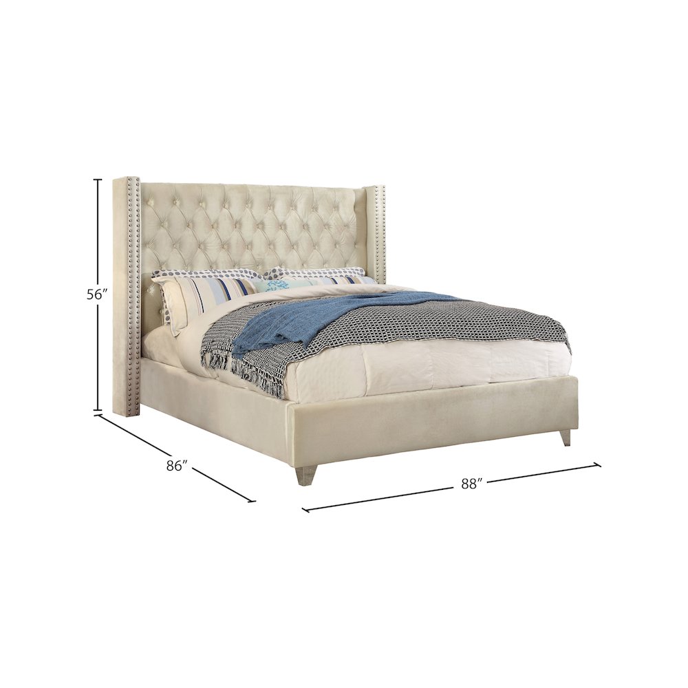 Aiden Cream Velvet King Bed