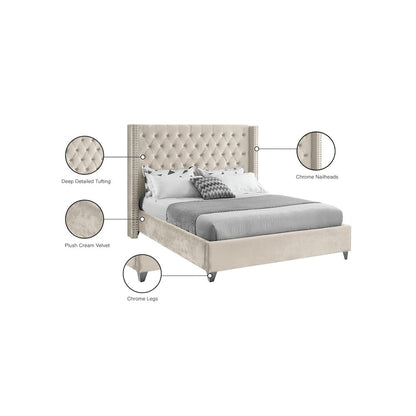 Aiden Cream Velvet King Bed