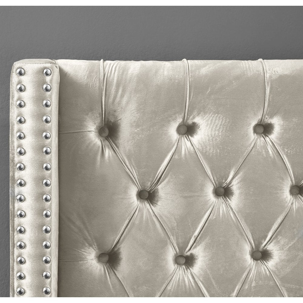 Aiden Cream Velvet Twin Bed