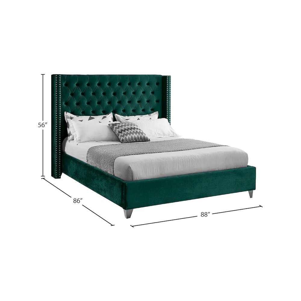Aiden Green Velvet King Bed