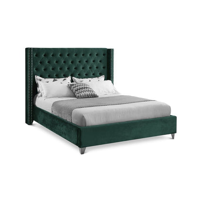 Aiden Green Velvet King Bed